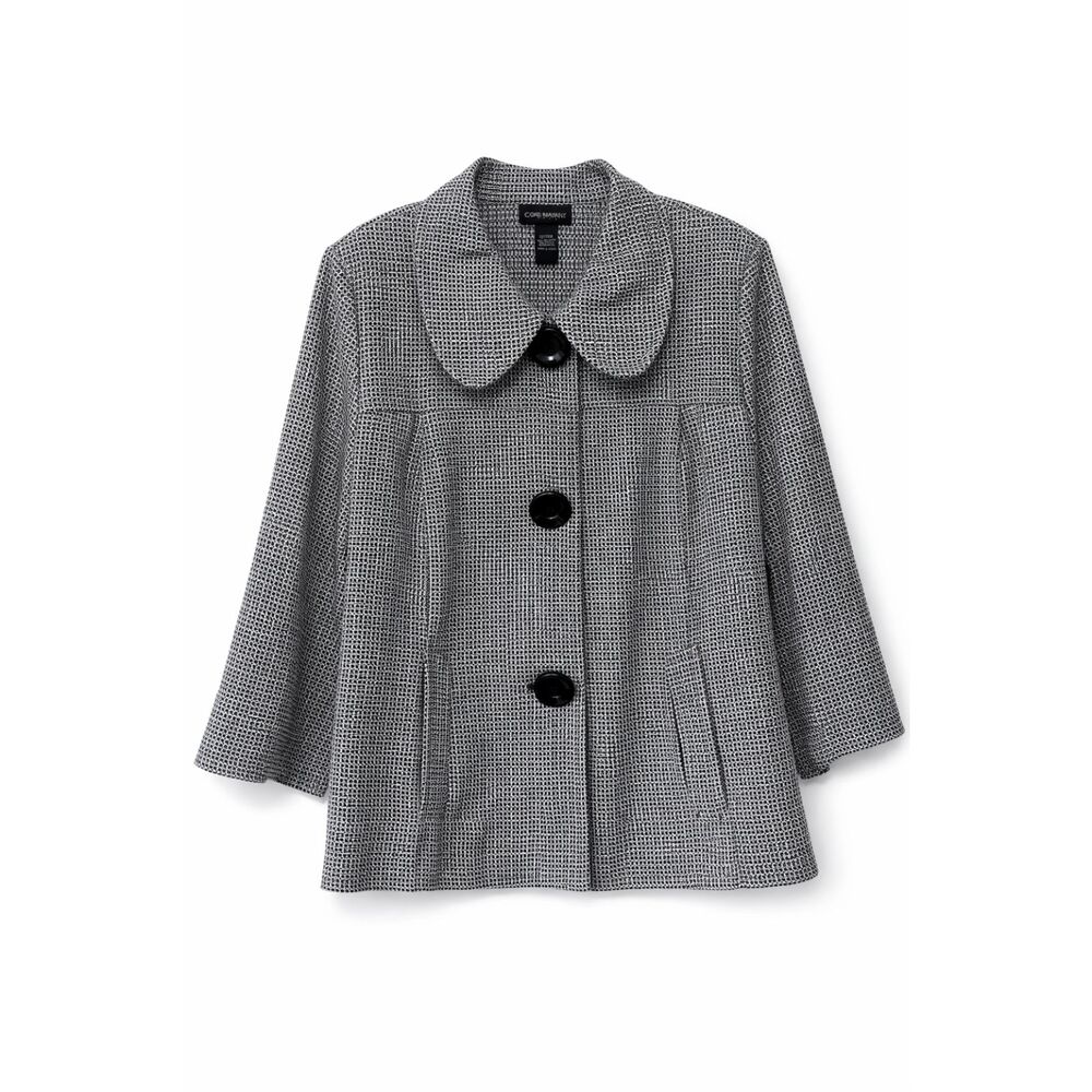 ✔️Lane Bryant Black and White Houndstooth Button Front Blazer Jacket